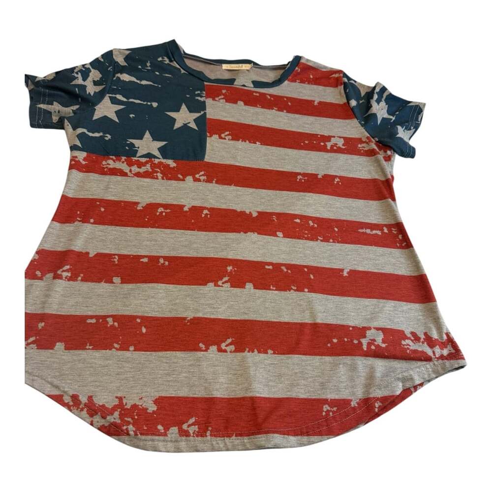 Spadehill American Flag Distressed Short Sleeve T-Shirt Size XL